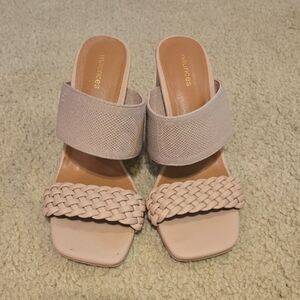 Maurices Light Pink Woven Strap Sandals